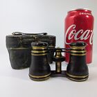 Antique Lemaire Fabt Opera Glasses Binoculars Paris France Leather Brass W case