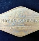 Vintage Brass Hotel Carrera Key And Fob - Santiago  Chile - Room 523 -rare