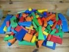 Huge  Over 160 Piece Colored Natural Wood Wooden Building Block Set Castle Toy