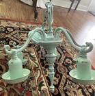 Metal Tole Brass  Chandelier Light Patina Vintage French Cottagecore Shabby Chic