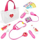 Kids Doctor Playset Pink Bag 18-piece Pretend Medical Kit For Toddlers Ages 3-5
