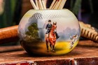Nice Equestrian Horse Fox Hunt Theme Antique Hand Painted Match Holder Striker