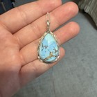 Native Navajo Golden Hills Pendant In Sterling Silver With Chain 18    Made By Bbt