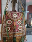Tuareg African Bag Leather Unique Large Wall Hanging Multi Colors Long Fringe