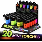 20 Mini Torch Lighters Butane Gas   Refillable Jet Flame   Neon Colors Bulk