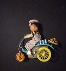 Vintage Wind-up Mechanical Toy Boy On Bike Tin Lithograph Working