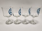 Vintage Advertising At t Bell System Footed Glasses Set Of 4 Drinkware Blue Logo
