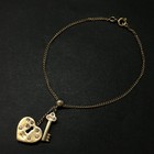 Ega Chanel Cc Logo Heart Key Rhinestone Gold Tone Bracelet  9bk1033