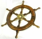 18   Ship Wheel Wooden Steering Wheel Captain Boat Gaston Turcotte Carved Decor