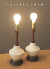 Vintage  Danish Modern Pair  Atomic Table Lamps  Mid Century Wegner Era Plaster