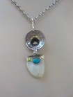 Elk Tooth Pendant With 1912  target   5 Cent Piece Turquoise Vintage Coin Shot
