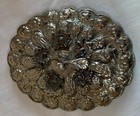 Vintage Silver Turkish Wedding Mirror  Oval  Repousse  Signed  Hand Held  Vtg