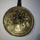 English Brass   Wood Bed Warmer     Embossed Scene Design     19  Long Vintage