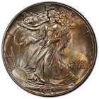 1945 Walking Liberty Half Dollar Pcgs Ms65 50c Toned Toning Graded  900 Silver