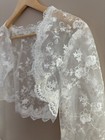 New  Gorgeous Lace White Wedding Bridal Sheer Long Flare Sleeve Bolero M