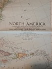 National Geographic Fold Out Wall Map North America March 1952 Vintage