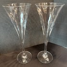 Orrefors Helena   Set Of 2 Spiral Optic Champagne Flutes    W  Logo Stickers