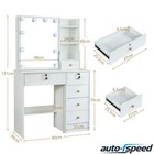 Vanity Desk Set Makeup Table Lighted Mirror Dressing Cushioned Stool 6 Drawers