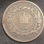 1861 Nova Scotia One Cent Bronze Coin - Vg  very Good  Condition