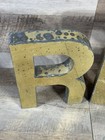 Early Vintage European Metal Letter T Sign Piece Gold Salvaged Industrial Decor