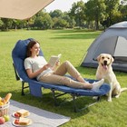Jhk Foldable Camping Cot For Adults W cushion pillow side Pocket support 450 Lb
