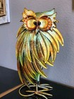 Vintage Jere Inspired Mcm 13in Brutalist Owl Folkart Vintage Gold Patina Figure 