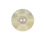 1    Antique Mop Shell Button Carved Spider Web Hexagon Rainbow Luster 2-hole Flat