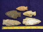 5 Kentucky Tennessee Arrowheads  Prehistoric Indian Artifacts Free Shipping Fg10