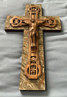Vintage Ornate Crucific Wall Cross Metal On Wood 10 5 Inches