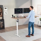 Vivo Electric 71  X 30  Stand Up Desk  Reclaimed Wood Table Top  White Frame
