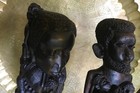Antique Pair Of Ebony Male   Female Makonde      tree Of Life    Statues   24   Tall