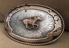 Vtg Sterling Silver 1974 Triple Crown La Mesa Ok Park Jockey Trophy Belt Buckle