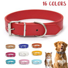 Solid Color Leather Dog Collar Adjustable Cat Necklace Puppy Neck Strap Suitable