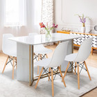 Modern Dining Chairs Set Of 4 White Plastic Shell Lounge Chairs With Solid Wood