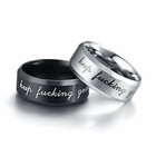 2 Pcs Stainless Steel Band Ring Inspirational Keep Going Size 6-11 Men Band Gift