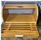 Bamboo Bread Box Sz Os Roll Top Wood Kitchen Countertop Storage Rustic