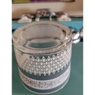 Vintage Ice Bucket    patrician    Jeannette Glass Blue   White Greek Design 