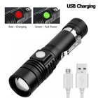 2 X Led Tactical Flashlight Rechargeable Zoomable Handheld Light Camping 3 Modes