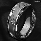 8 6mm Tungsten Carbide Ring Silver Leaf New Brushed Style Bridal Atop Jewelry