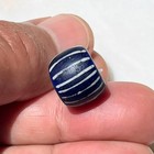 Very Old Lg Antique Venetian Glass 3 Layer Blue White Aspeo African Trade Bead