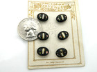 Vintage Glass Button On Nouveaute Store Card Black W  Roses Oval