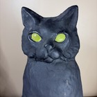 Cast Iron Pair Of 2 Black Cat Andirons Green Marble Eyes 17  Victorian Halloween