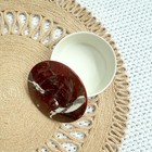 Vintage Villeroy   Boch Brown Red Tint Marbled Porcelain Round Trinket Box 4 