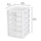 Sterilite Clearview Small Plastic 5 Drawer Desktop Storage System  4 Pack  White