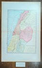 Vintage 1902 Palestine Map 14 x22    Old Antique Original Holy Land Nazareth