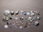 Vintage Misc Mixed Lot Of 34 Sterling Silver Pins Pendants   Charms