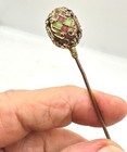 Antique Hatpin Bold Art Deco Design Egg-sphere Green Scarlet Enamel Collectible