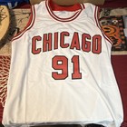 Signed Dennis Rodman  91 Chicago Bulls White Jersey Beckett Coa Certified Xl