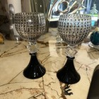 Pair Of Stunning   Rare Chip Scarborough Studio Art Glass Goblets signed 9  Tall