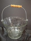 Vintage Large Anchor Hocking Thick Glass Ice Bucket Fruit Basket With Wooden   